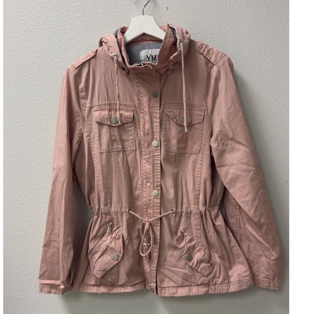 YMI Collection Utility Anorak Jacket Womens Large Pink Hooded Cargo